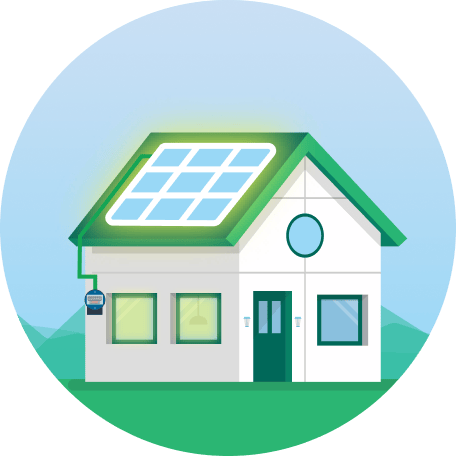 Graphic image of house with solar panels
